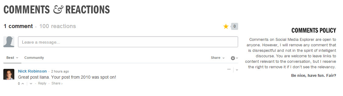 SME Comment Policy