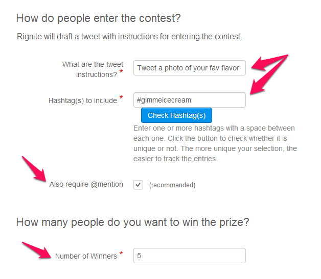 Defining entry requirements for your Twitter photo contest