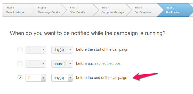 Get notified before your campaign ends