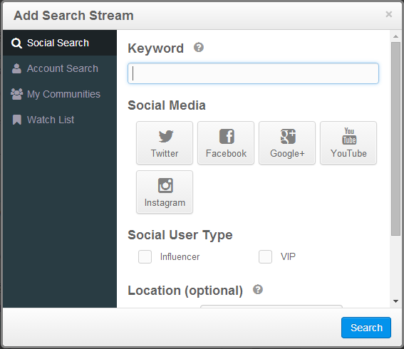 Rignite's keyword search stream