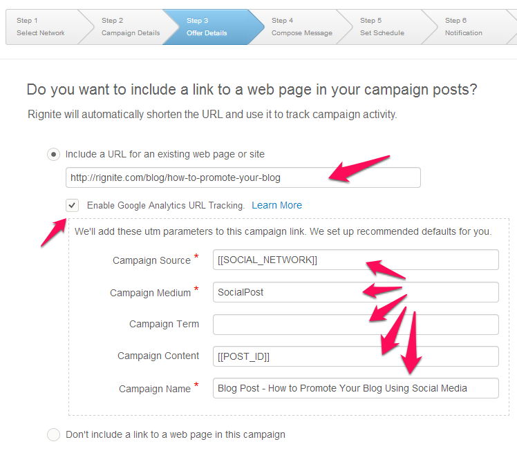 Add tracking parameters to the blog post you are promoting