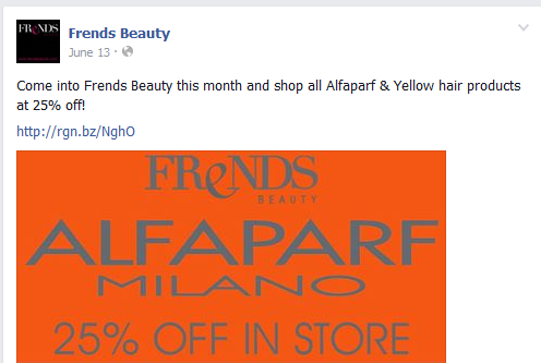 Campaign on social media by Frends Beauty to drive repeat visits by customers