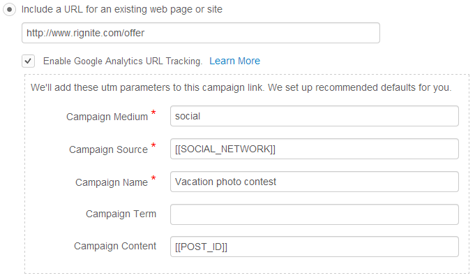 Track results of campaign using Google Analytics tracking parameters