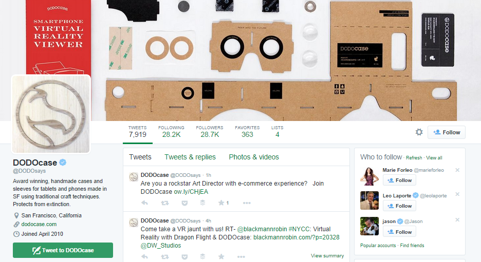 Example of great Twitter header photo