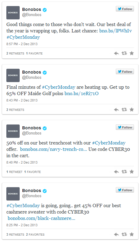 Bonobos Twitter Coupon Campaign