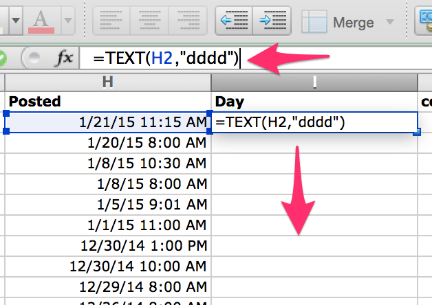 calculate day of week in Excel