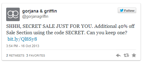 Gorjana&griffin Twitter Coupon Campaign