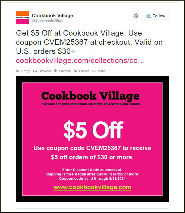Cook Book Village Example Dollar Discount